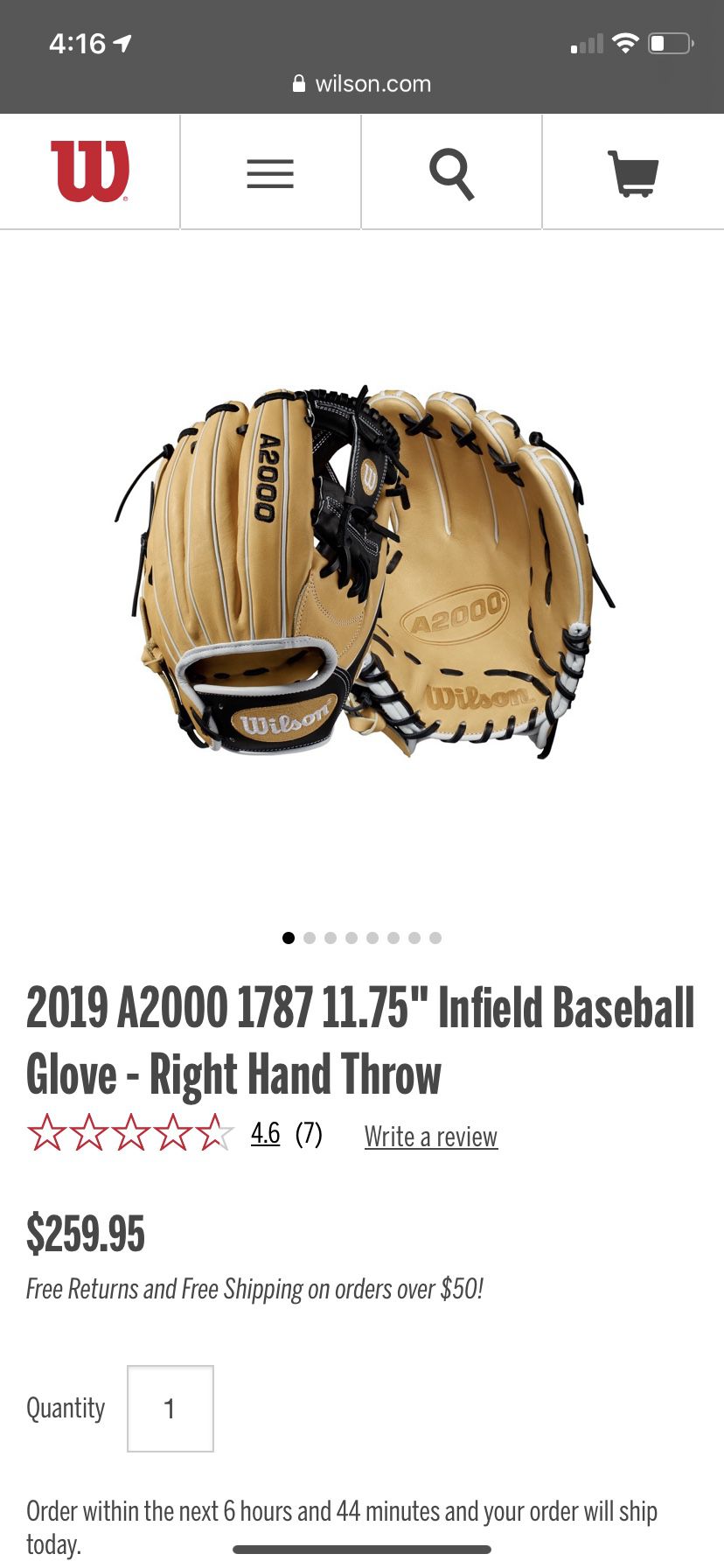 A2000 Wilson Baseball glove 11.75