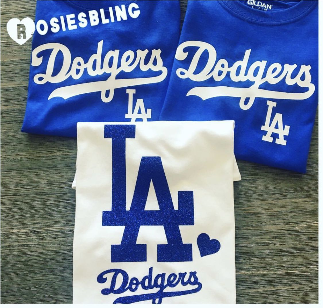 Dodgers rhinestones, vinyl, glitter vinyl shirts. LA dodgers for