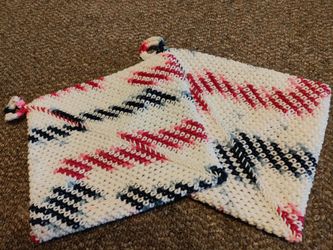 Patriotic 4th of July large double thick cotton Potholders. Never used. Price each