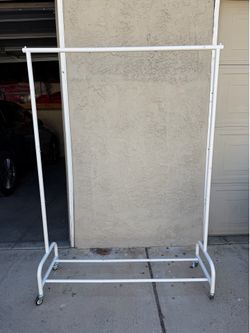 Heavy Duty Clothes Racks for Hanging Clothing Rack, 43" Wide Rolling Garment Rack Metal Wardrobe Rack with Wheels Closet Hanger Rack for Coats, Shirts