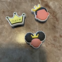 Black royalty King Queen Crown Crocs Charms Pins Set Melanin