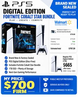 PS5 Digital Edition Fortnite Cobalt Star Bundle
