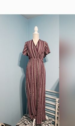 Striped V-neckline Jumpsuit