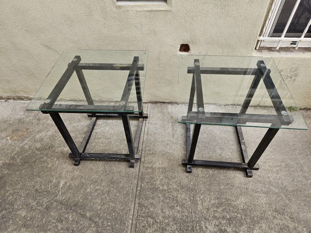 2 Glass Top End Tables