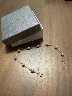 18K Solid Italian Gold Diamond-Cut Beaded Bracelet – Brand New