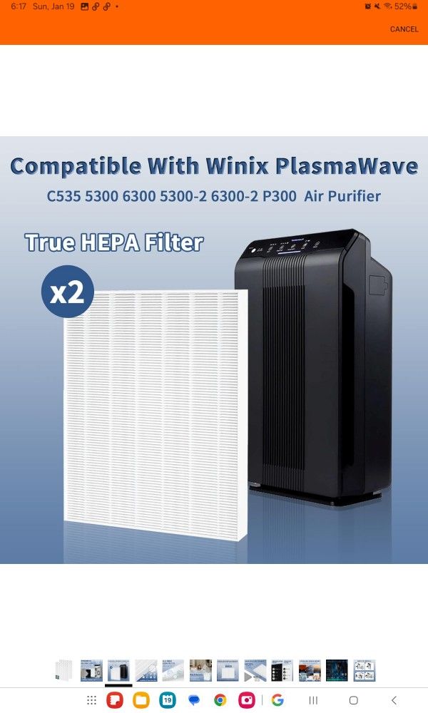 2 Pack 115115 HEPA filter A Size 21 For Winix PlasmaWave Air Purifier (34)