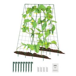 Cucumber Trellis for Climbing Plants, 46" x 32" Foldable Cucumber Trellis Set with Plant Clips, Metal Garden Trellis for Raised Bed, Outdoor Plant Gro