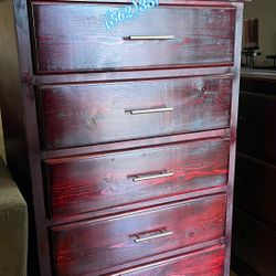 Cherry Five Drawer Dresser Bar Knobs 