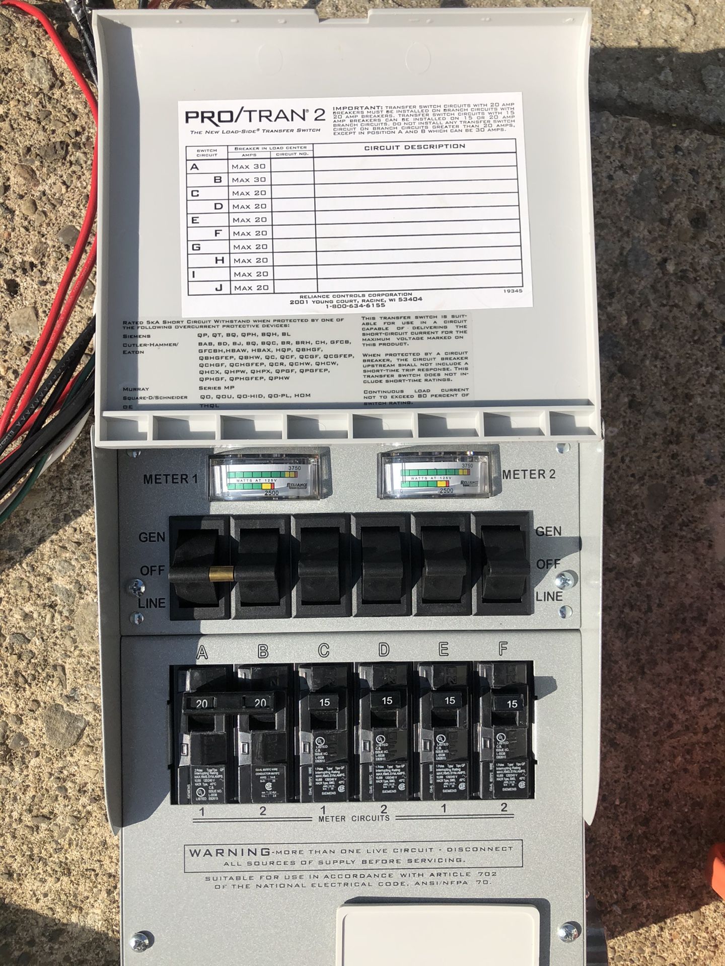 6 circuits Transfer switch and 10/3 cable for sale