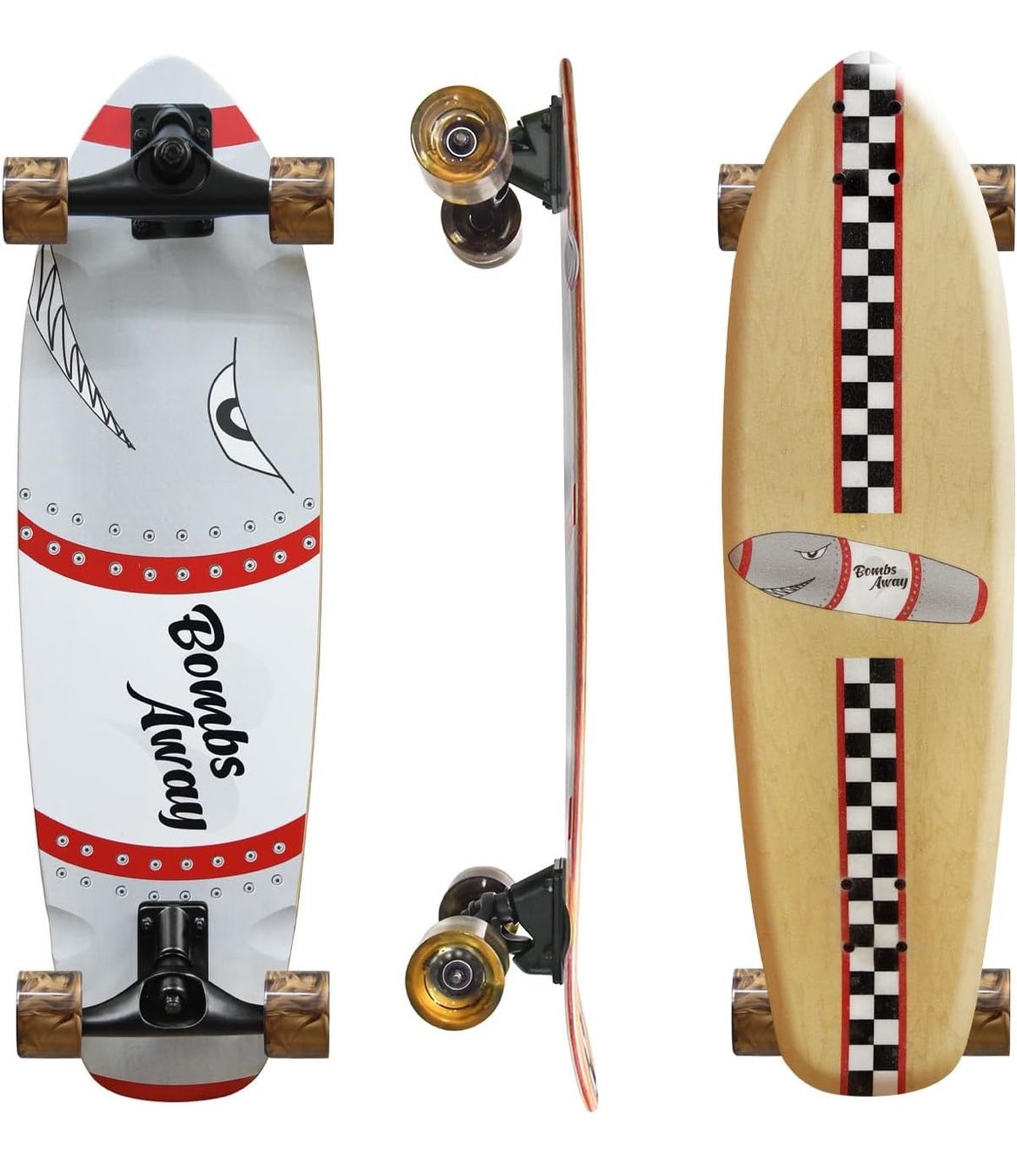 33x9.5 Pro Cruiser Skateboard for Kids Teens & Adults,Surfskate Board,7-Layer Canadian Maple Wood Do