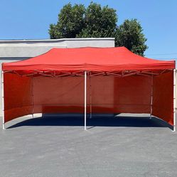BRAND NEW $225 Heavy-Duty 10x20 ft Canopy w/ 4 Sidewalls, Outdoor Patio Pop Up Tent Gazebo with Carry Bag, Black