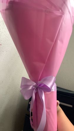 12 purple ribon Lilis flower bouquet  medium