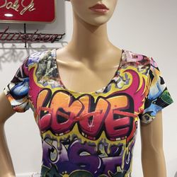 New! Unworn! Size Medium Graffiti Crop Top