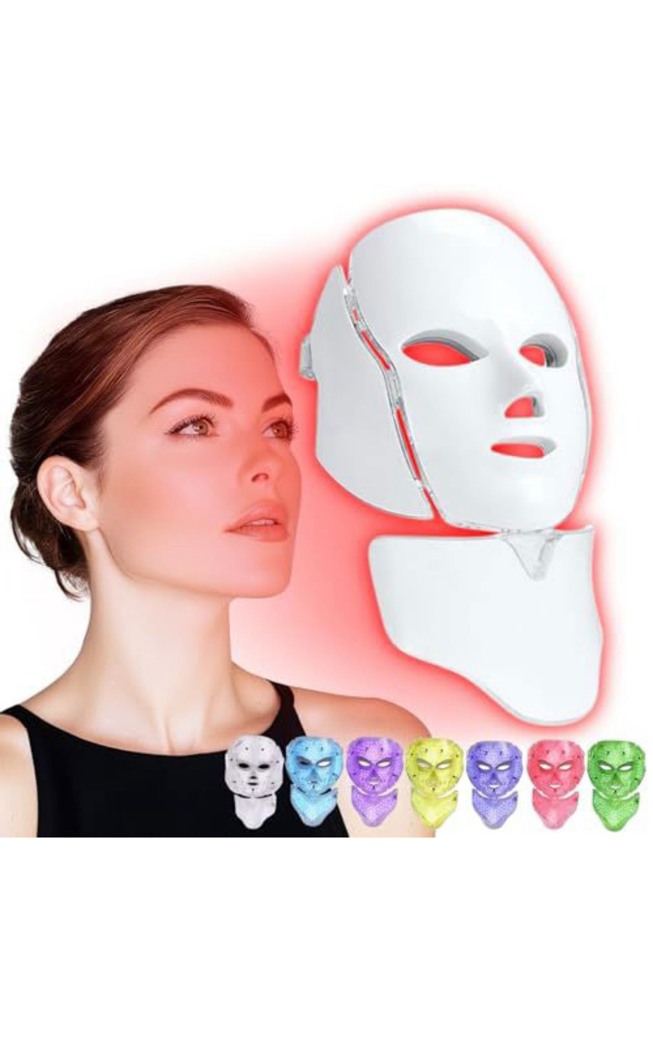 SDKWDH Red Light Therapy for Face, Led Face Mask Light Therapy, 7-1 Colors LED Facial Skin Care Mask