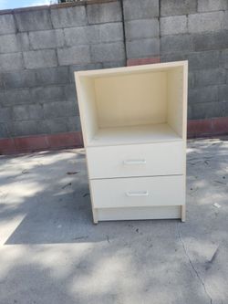 White 2-Drawer Nightstand with Open Shelf