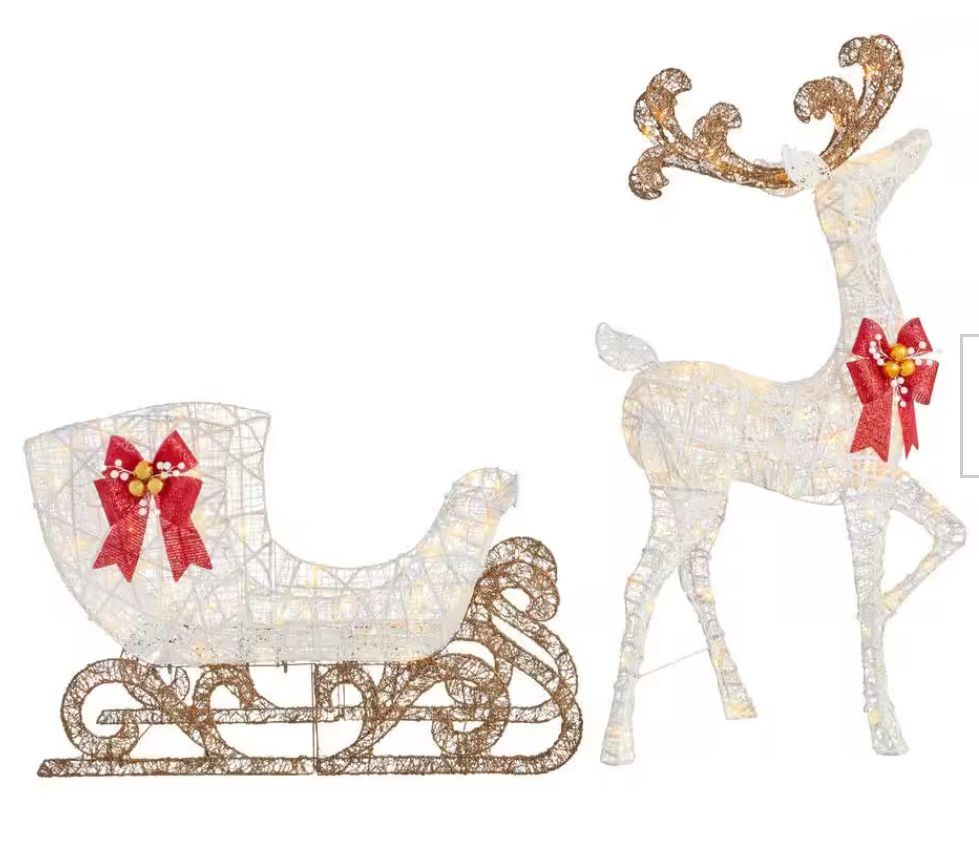 Reindeer and Sleigh Lawn Christmas Decor