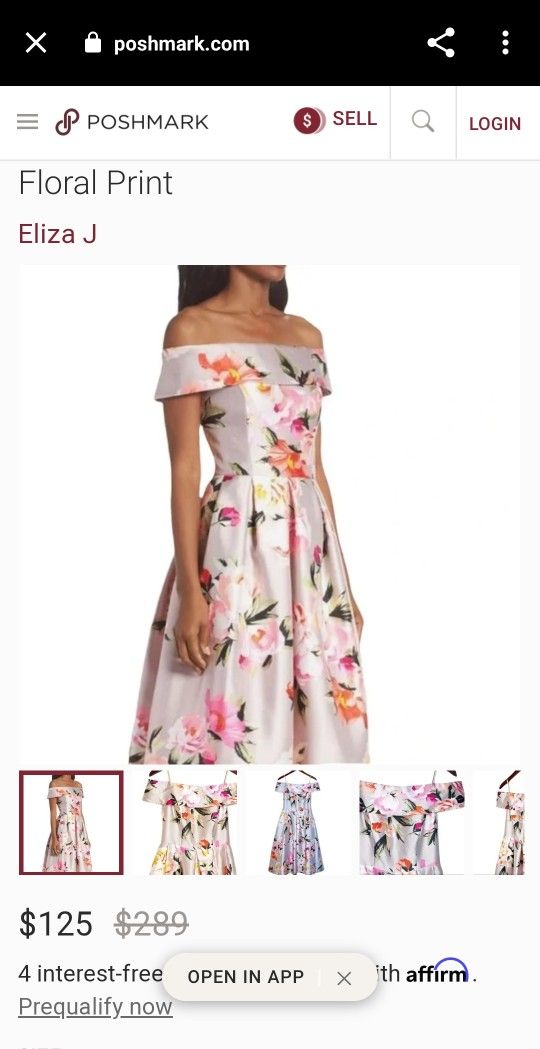 Eliza J Evening - Floral Print Off-Shoulder Mikado Dress