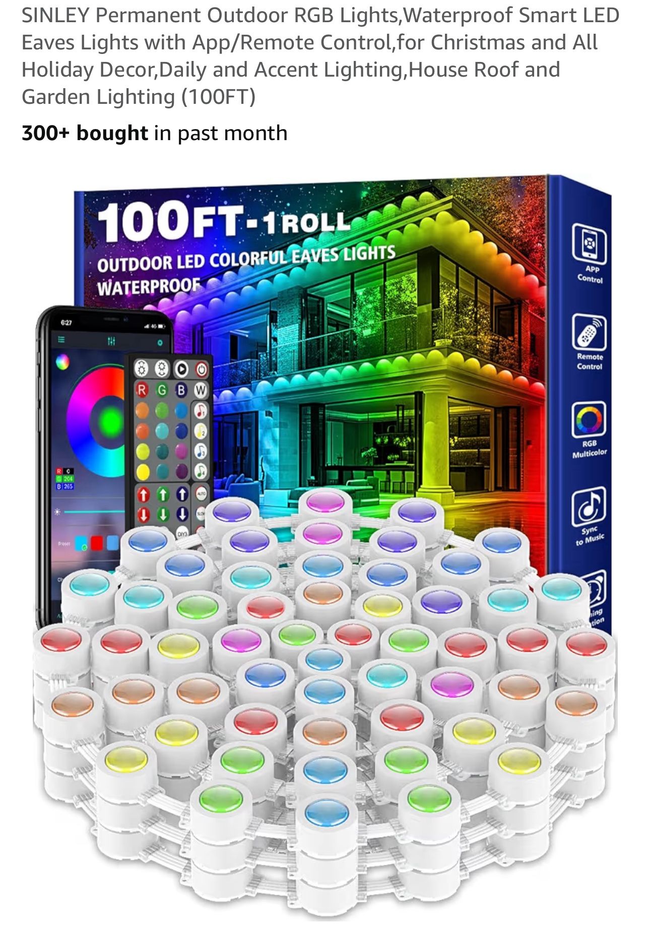 Permanent Outdoor RGB Lights 100ft