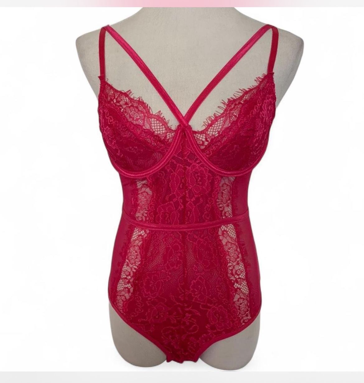 NWT women’s fuchsia, hot pink designer size medium, one piece, sexy lingerie by French twist