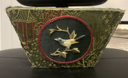 Vintage Antique Oriental Silk Embroidered Decorative Box