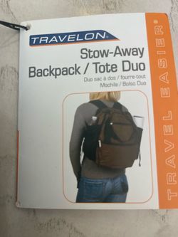 Travelon stow-away backpack/tote duo