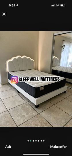 New Queen bed frame with mattress