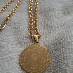 Vintage Signed NAPIER Necklace With Prayer Pendant