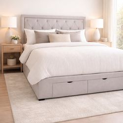 King size bed gray upholstery