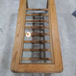 Natural Wood Glass Top Coffee Table