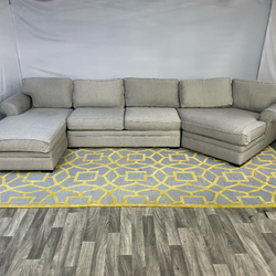 ( Free Delivery ) Jonathan Louis Light Gray Sectional Couch
