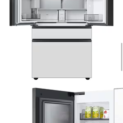 Samsung Bespoke 23 cu. ft. Counter Depth 4-Door French Door Smart Refrigerator in White Glass with Beverage Center