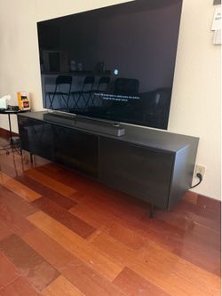 Modern Black TV Stand / Media Console - 3 Door Storage