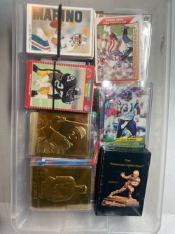 Box of old football/baseball cards