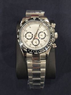 Mens Luxury Stainless Steel Watch White Dial