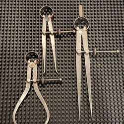 Lot of 3 Spring Calipers by Union Tool Co. of Orange Massachusetts USA Made! Inside, Outside, & Divider. 