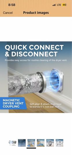 Brand New!Magnetic Dryer Vent Coupling DV180 Magnetic Dryer Vent Connector Kit 4 Inch Quick Connect Magnetic Coupling Includes 2.6ft Aluminum Hose & C