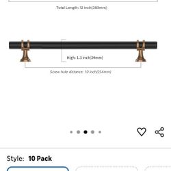 10 Pack 10 Inch(254mm) Champagne Bronze and Matte Black Kitchen Cabinet Handles, Cabinet Pulls Kitchen Cabinet Hardware Cupboard Handles Drawer Pulls
