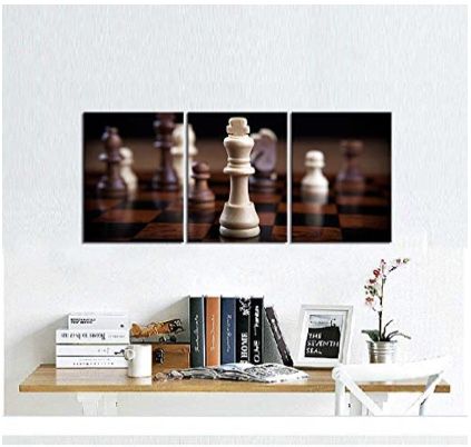  3 Piece Chess Canvas Wall Art Vintage Game Picture Poster Contemporary Wall Decor for Chess Club Rest Room Living Room Reception Room Bedroom 12"x16"