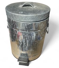 Metal trash can