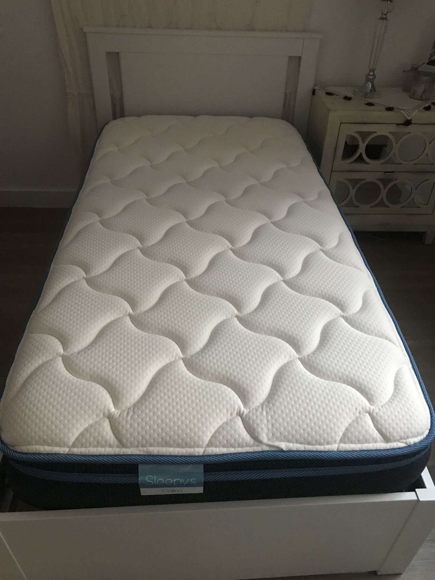 IKEA twin bed with mattress and under bed storage