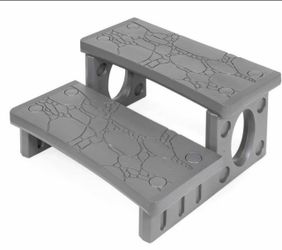 XtremepowerUS 2-Step Spa Hot Tub Pool Steps – Gray – Model 75161 – New
