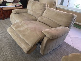 2 Power Recliner Sofas & 1 Armchair In Tan A Full Set