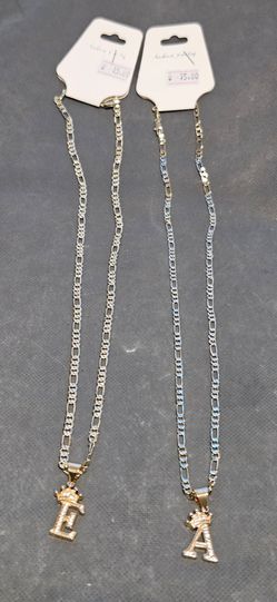 Initial Crown Figaro Chain Necklaces. $15 each