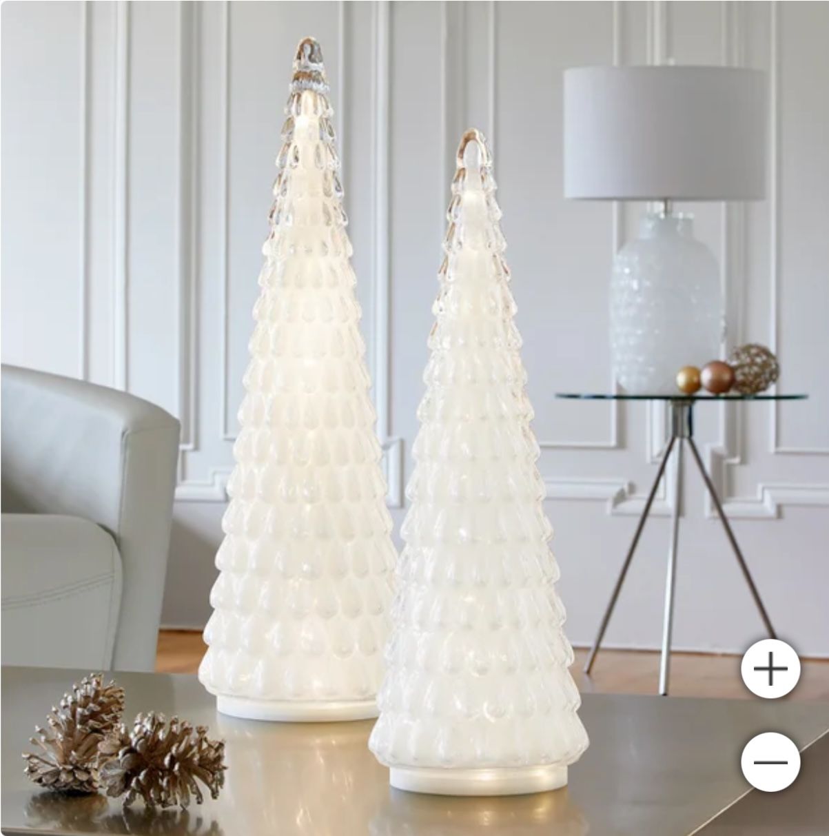 LED Glass Holiday Trees, Set of 2