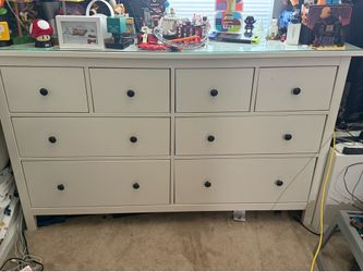 White dresser with glass top