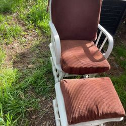 A Beautiful Vintage Rocking Chair, With A Stool, Very Strong, But A Little Cleaning (NO SHIPPING)