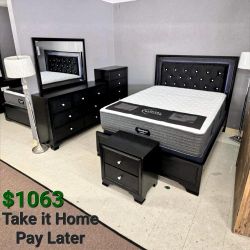 MICAH BLACK LED PANEL BEDROOM SET