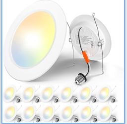 Amico Recessed Lighting 5/6 Inch, 12 Pack 5CCT Flat LED Can Lights, White  Flat Trim, Dimmable, 12W=110W, 1050LM, 2700K/3000K/4000K/5000K/6000K Select