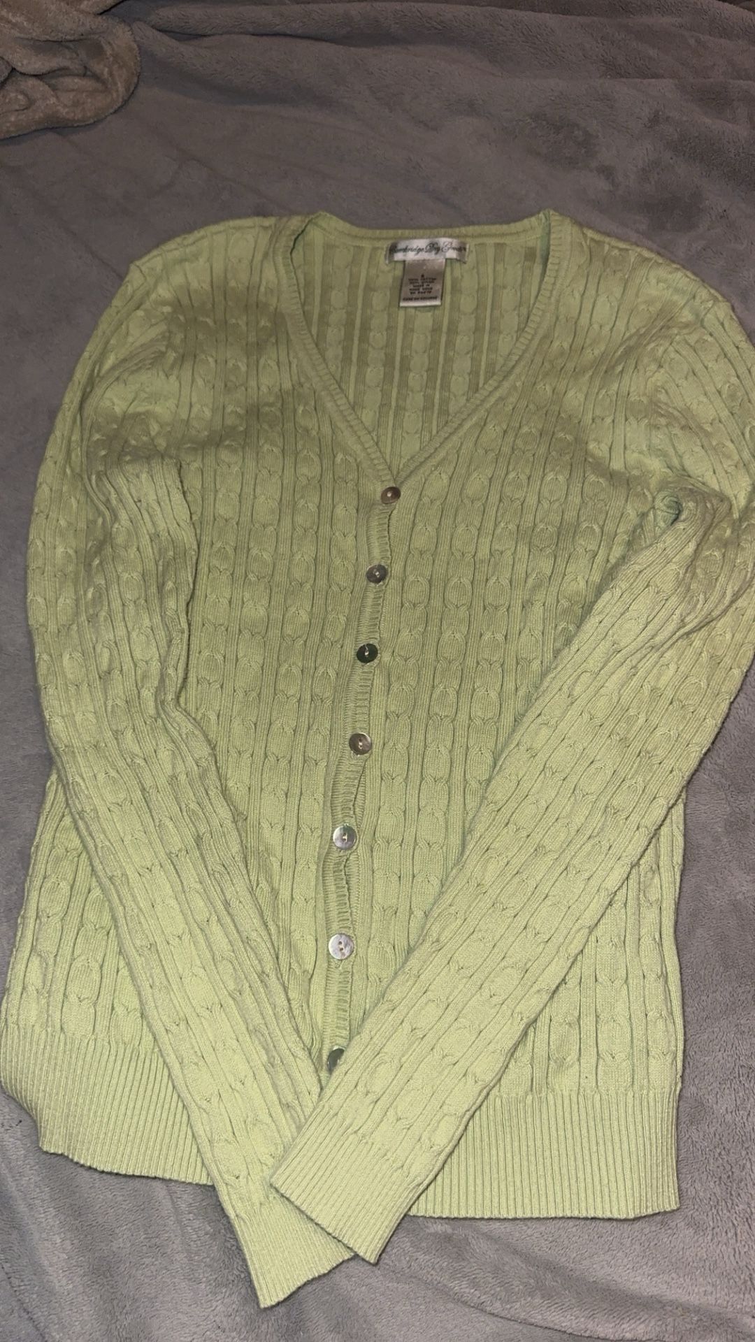 green cardigan