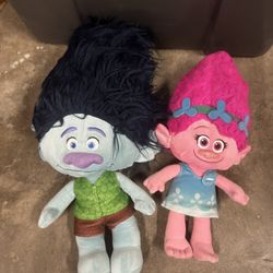 Trolls Branch And Poppy Stuffies. 